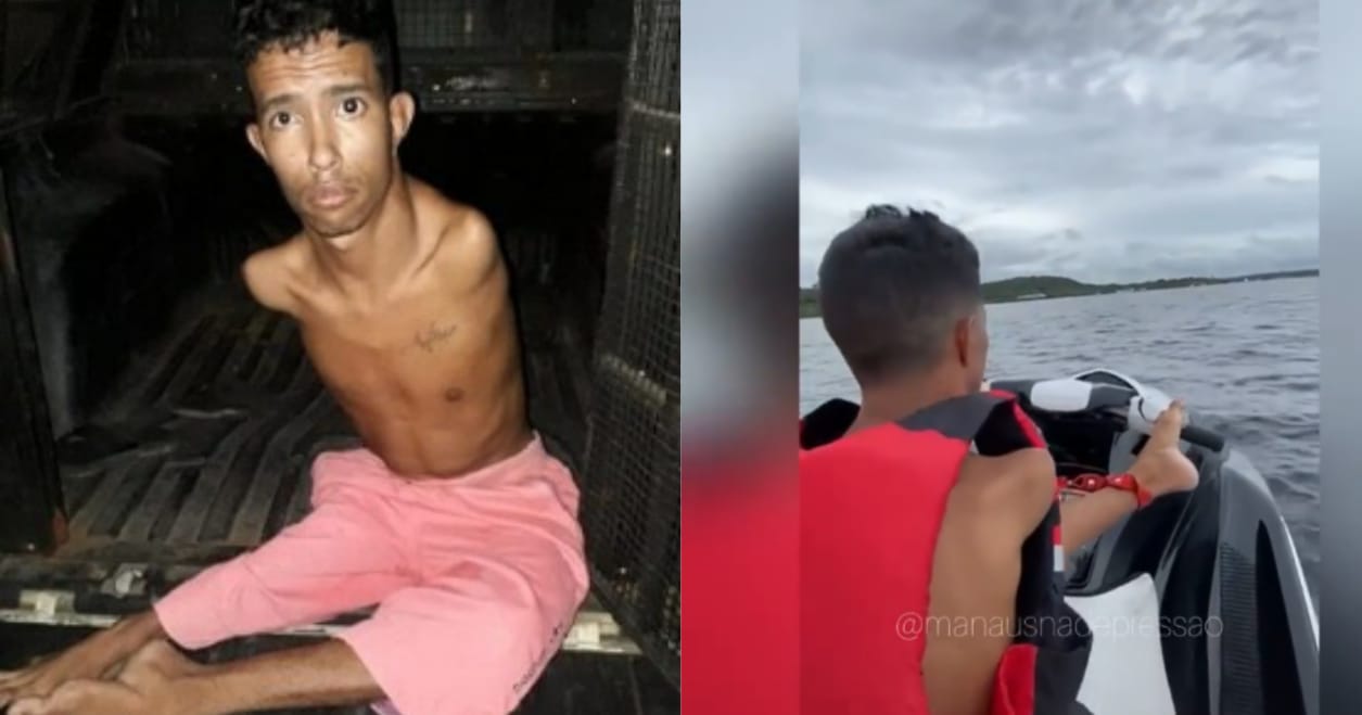 Assaltante sem braços de Manaus aparece solto e pilotando jet-ski com os pés; veja vídeo