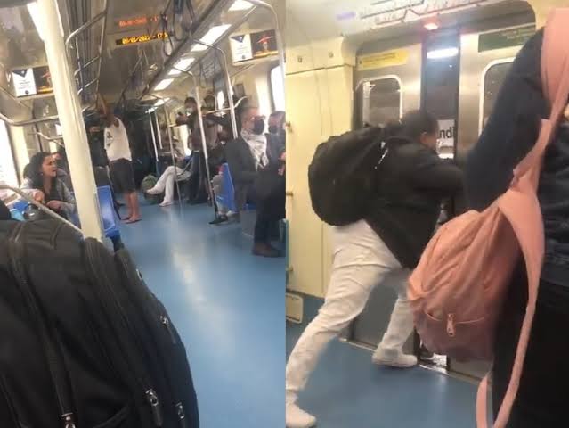 Mulher se recusa a usar máscara em metrô e é expulsa à força por outra passageira; veja vídeo