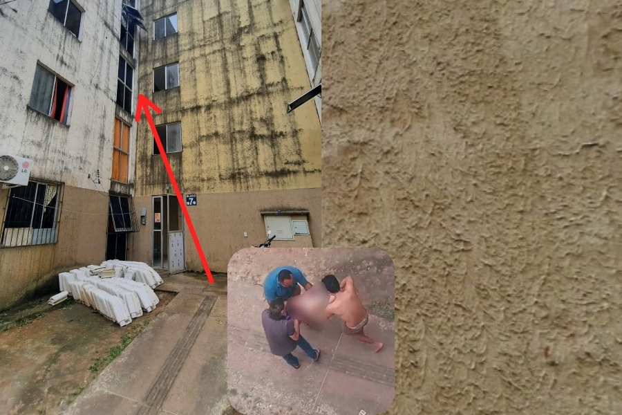 Moradores registram momento em que menino de 4 anos cai do 3º andar de prédio habitacional